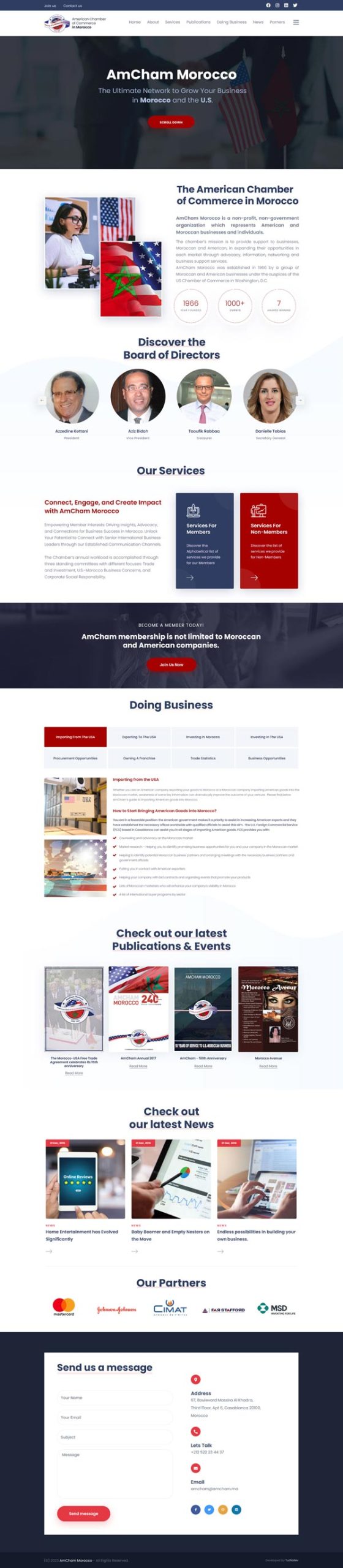 Aperçu du projet Web AmCham Morocco présenté dans le portfolio de Tudio