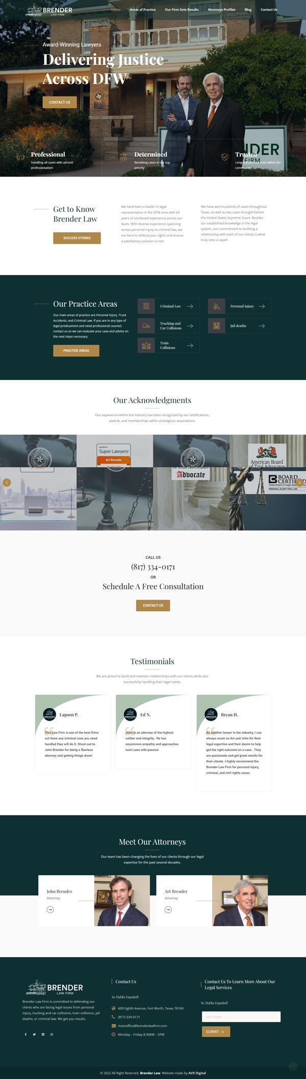 Aperçu du projet Web Brender Law Firm présenté dans le portfolio de Tudio