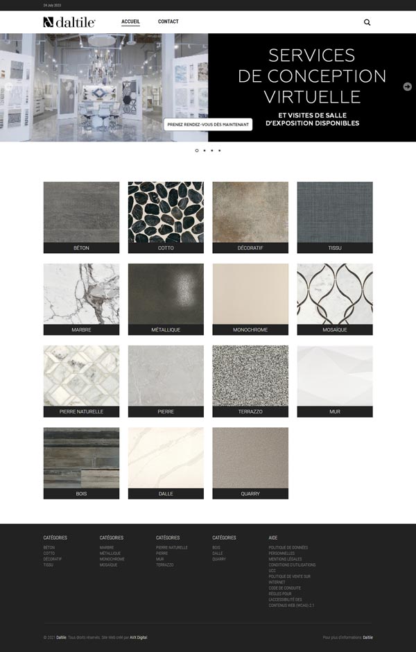 Aperçu du projet Web Daltile présenté dans le portfolio de Tudio