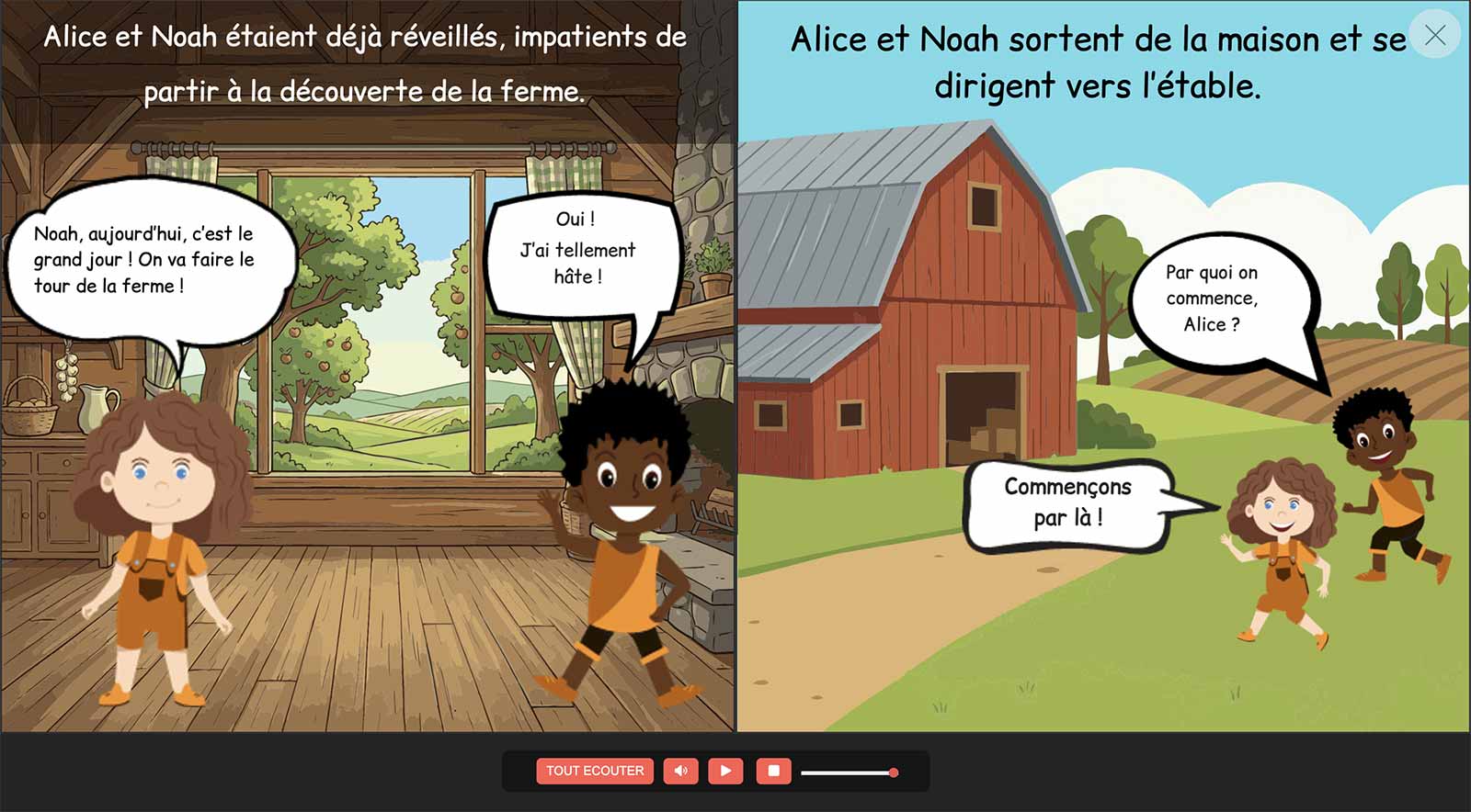 Histoire Monistoire affichée en mode lecture avec une illustration personnalisée